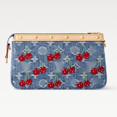 Denim Cherry Monogram Shoulder Bag