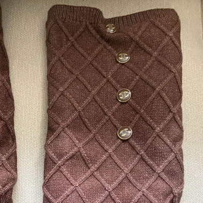 CC Black Knee-High Boots with Brown Knit Sock Leg Warmers