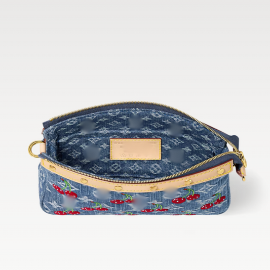 Denim Cherry Monogram Shoulder Bag