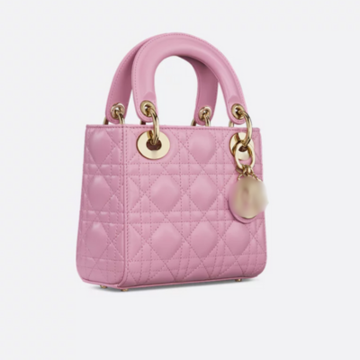 Pink Quilted Top Handle Bag
