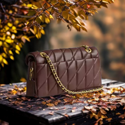 Brown Quilted Pillow Shoulder Bag – Fall & Winter Style