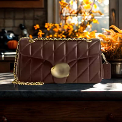 Brown Quilted Pillow Shoulder Bag – Fall & Winter Style