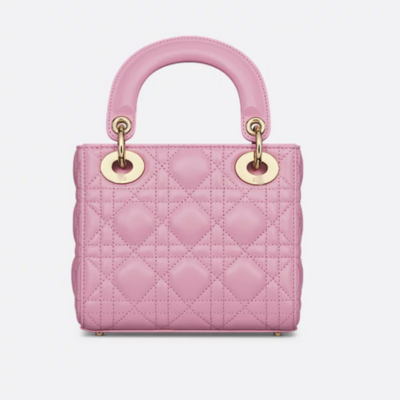 Pink Quilted Top Handle Bag