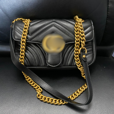 Black Quilted Luxe Shoulder Bag – Gold Chain Crossbody