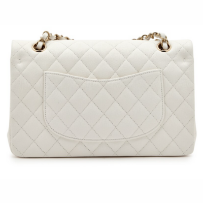 CC Elegant Cream White Quilted Chain Shoulder Bag – Gold Detail