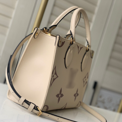 Beige Monogram Shoulder Bag with Handles