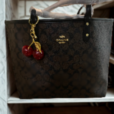 Signature Brown Monogram Tote Bag with Gold Hardware