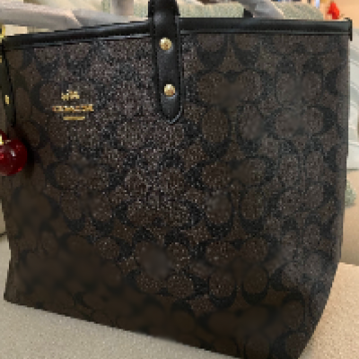 Signature Brown Monogram Tote Bag with Gold Hardware