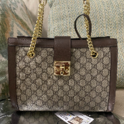 Brown Monogram Chain Tote Bag