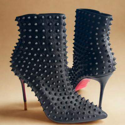 Black Spiked Stiletto Boot | Women’s High Heel Ankle Boot | Sizes 5–10