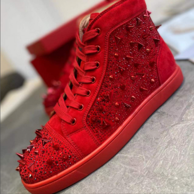 All-Red Men’s Spiked Ankle Boot | Sizes 5–12 | Bold Luxury-Inspired Footwear