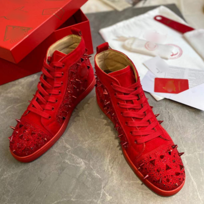 All-Red Men’s Spiked Ankle Boot | Sizes 5–12 | Bold Luxury-Inspired Footwear