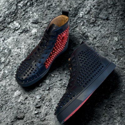 Men’s Red & Black Spiked Ankle Boots | Statement Lace-Up Shoes with Red Sole | Sizes 5–12